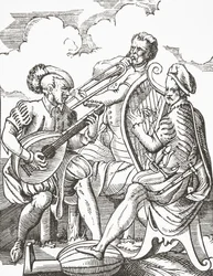 Musiciens allemands jouant du luth et de la guitare, 1878